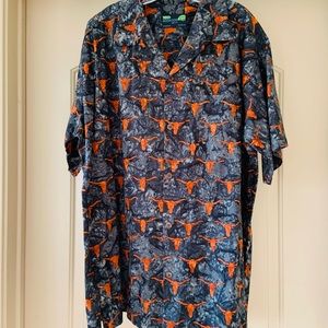 Texas Longhorns Moon Dog Size L Cotton Button Down Short Sleeve Shirt Like New!